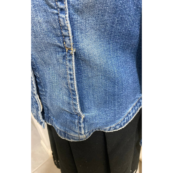 WOMEN'S DENIM JEAN JACKET BY LAL LIVE A LITTLE DISTRESSED SIZE LARGE - Picture 4 of 8